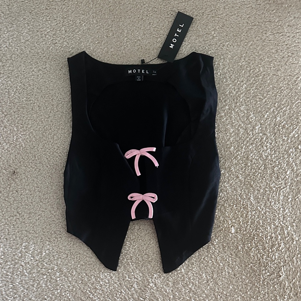 Motel Rocks Black Top with Pink Accents